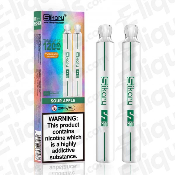 Sour Apple Sikary S600 Twin Pack Disposable Vape