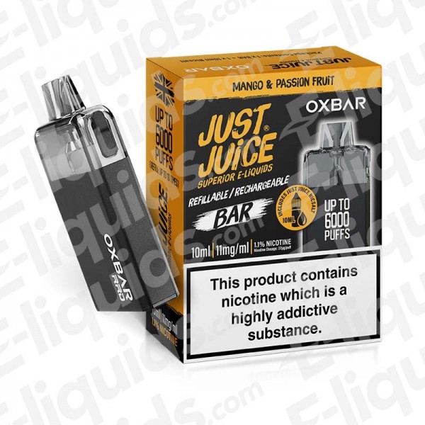 Mango and Passionfruit Oxbar RRB Disposable Vape by Just Juice