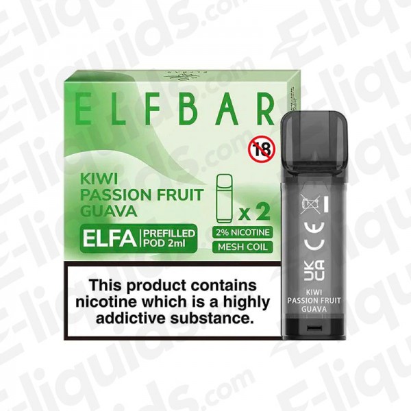 Elf Bar ELFA Pre-Filled Vape Pods - Kiwi Passion F...