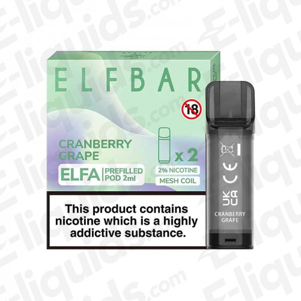 Elf Bar ELFA Pre-Filled Vape Pods - Cranberry Grap...